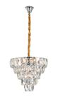 PENDENTE REDONDO NERO METAL CROMADO E CRISTAL TRANSPARENTE Ø50CM X 40CM BIVOLT 12 x E14 LED SKY 3101 SKYLIGHT