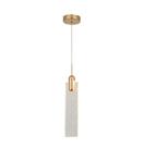 Pendente Retangular Dourado e Vidro trabalhado transparente 5W 3.000K 36CM - Sindora