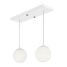 Pendente Retangular Duplo Branco Orby Bolinha Vidro