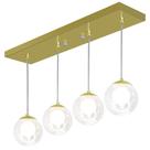 Pendente Retangular Quadruplo Dourado Harmony Bolinha Vidro