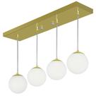 Pendente Retangular Quadruplo Dourado Orby Bolinha Vidro