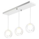 Pendente Retangular Triplo Branco Harmony Bolinha Vidro