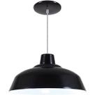 Pendente Retrô 34cm Luminária Lustre Alumínio E27 Preto Fosco