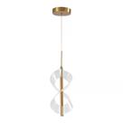 Pendente sky-3067 glossy ø13x30cm 2m d/cabo dourado metal e acrílico transparente 7w 3000k