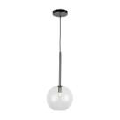 Pendente skylight sky-3049pt posh preto com vidro transparente 20x45cm 1xg9