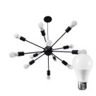 Pendente Sputnik Atom 70cm preto + 12 Lampadas Led 12w A60 3000K St598 Pendente Sputnik Atom 70cm preto + 12 Lampadas Led 12w A60 3000K St598