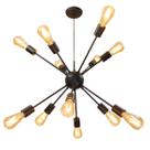 Pendente Sputnik Atom Preto + 12 Lampadas Filamento de carbono 220V st64 St598 Pendente Sputnik Atom Preto + 12 Lampadas Filamento de carbono 220V st64 St598