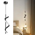 Pendente Teto Led Dna Espiral Vertical Moderno Preto Luminária Luz Amarela Branco Quente 3000K Bivolt 110V 220V Para Sala Quarto Mesa Cabeceira Lavabo