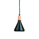 Pendente Triangulo Metal Preto e Madeira Ø12cm Acl49