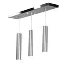 Pendente Triplo Tubo Cilindro Escovado 40Cm + Led 6k