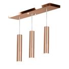 Pendente Triplo Tubo Cilindro New Cobre 40Cm + Led 3k