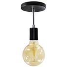 Pendente Tubo Cilindro Alumínio Preto + Filamento Carbono G95 220V St458