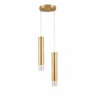 Pendente Tubo Duplo Sabre Moderno MR11 Dourado Acrílico Cristal
