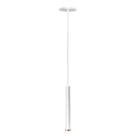 Pendente Tubo Palito 30cm - Branco com Anel Cobre
