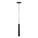 Pendente Tubo Palito 30cm - Preto com Anel Ouro
