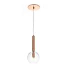 Pendente tubo rose fosco com vidro transparente 1G9 PD5221 - OldArtisan