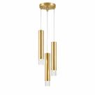 Pendente Tubo Triplo Sabre Moderno MR11 Dourado Acrílico Cristal