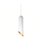 Pendente tubular branco com interior dourado - metal - 36x10cm