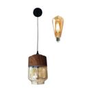 Pendente WOOD LOCK AMBAR + Lâmpada de Filamento de Brinde