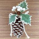 Pendentes Pinha Nevado Enfeite Árvore Natal Kit 4pçs 20x10cm
