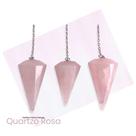 Pêndulo Natural Facetado De Quartzo Rosa - Radiestesia E Reiki