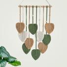 Penduração de parede em macramê TUDRUKU Nursery Decor Green Leaves