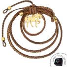 Penduricalho Marrom Porta Chaves Retrovisor de Carro Cavalo Coração Banhado a Ouro