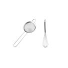 Peneira 8cm e Batedor de Ovos Claras Mini Fouet Aço Inox