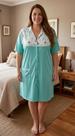 Penhoar camisola aberta Plus Size Nº 54 ao 60 Cor:TurquesaTamanho:60