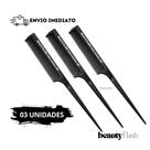 Pente Carbono Antiestático Antifrizz 56 Beauty Flash Profissional Cerdas finas e Cabo fino