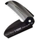 Pente de cabelo dobrável Kent 87T Black Fine Tooth feito à mão
