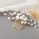 Pente de cabelo Latious Wedding Pearl Gold Strass Bridal T-Gold