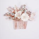 Pente de cabelo Missgrace Bride Wedding Crystal Pearl Leaf