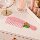 Pente de Cabelo Rosa Decorado Com Gliter Dentes Largo 22cm