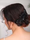 Pente de cabelo Teyglen Black Rhinestones Crystal Bride