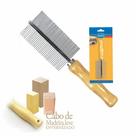 Pente Duplo 40 dentes com Cabo de madeira e Corpo Inox Chalesco