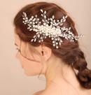 Pente lateral de cabelo Xerling Silver Vintage Pearl Strass
