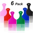 Pente para palheta de cabelo de 6 peças, pente de plástico liso de 6,5 polegadas, pente de cabelo afro, ferramenta de modelagem de cabeleireiro para cabelos cacheados naturais (preto, azul, rosa, verde, vermelho, roxo)