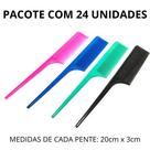 Pente Profissional Cabo Fino Cores Variadas Pacote c/ 24 Unidades