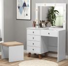 Penteadeira Camarim 05 Gavetas Mel Branca com Banqueta Patrimar