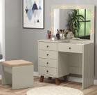 Penteadeira Camarim 05 Gavetas Mel Off White com Banqueta - Patrimar