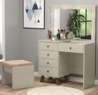 Penteadeira Camarim 05 Gavetas Mel Off White com Banqueta - Patrimar