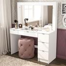 Penteadeira Camarim 5 Gavetas com Espelho e Vidro Lana Politorno Penteadeira Camarim 5 Gavetas com Espelho e Vidro Lana Politorno