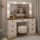 Penteadeira Camarim Carpenter 7 Gavetas com Vidro Freijó/Off White - Panorama Móveis Penteadeira Camarim Carpenter 7 Gavetas com Vidro Freijó/Off White - Panorama Móveis