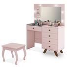 Penteadeira Camarim com espelho banqueta LED Luapa Luna - Rosa Penteadeira Camarim com espelho banqueta LED Luapa Luna - Rosa