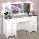 Penteadeira Camarim Escrivaninha 9 Gavetas Organizadora Com Espelho E Led