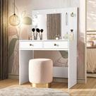 Penteadeira Camarim Ideal Com 2 Gavetas Espelho E Led Branco