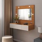 Penteadeira Camarim Suspensa LED 3 Gavetas 96cm Nature Off White Sofia Ofertamo Penteadeira Camarim Suspensa LED 3 Gavetas 96cm Nature Off White Sofia Ofertamo