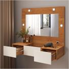 Penteadeira Camarim Suspensa LED 3 Gavetas 96cm Nature Off White Sofia Ofertamo Penteadeira Camarim Suspensa LED 3 Gavetas 96cm Nature Off White Sofia Ofertamo