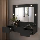 Penteadeira Camarim Suspensa LED 3 Gavetas 96cm Preto Acetinado NEW Sofia Penteadeira Camarim Suspensa LED 3 Gavetas 96cm Preto Acetinado NEW Sofia